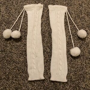 Cozy White Knit Kids Leg Warmers